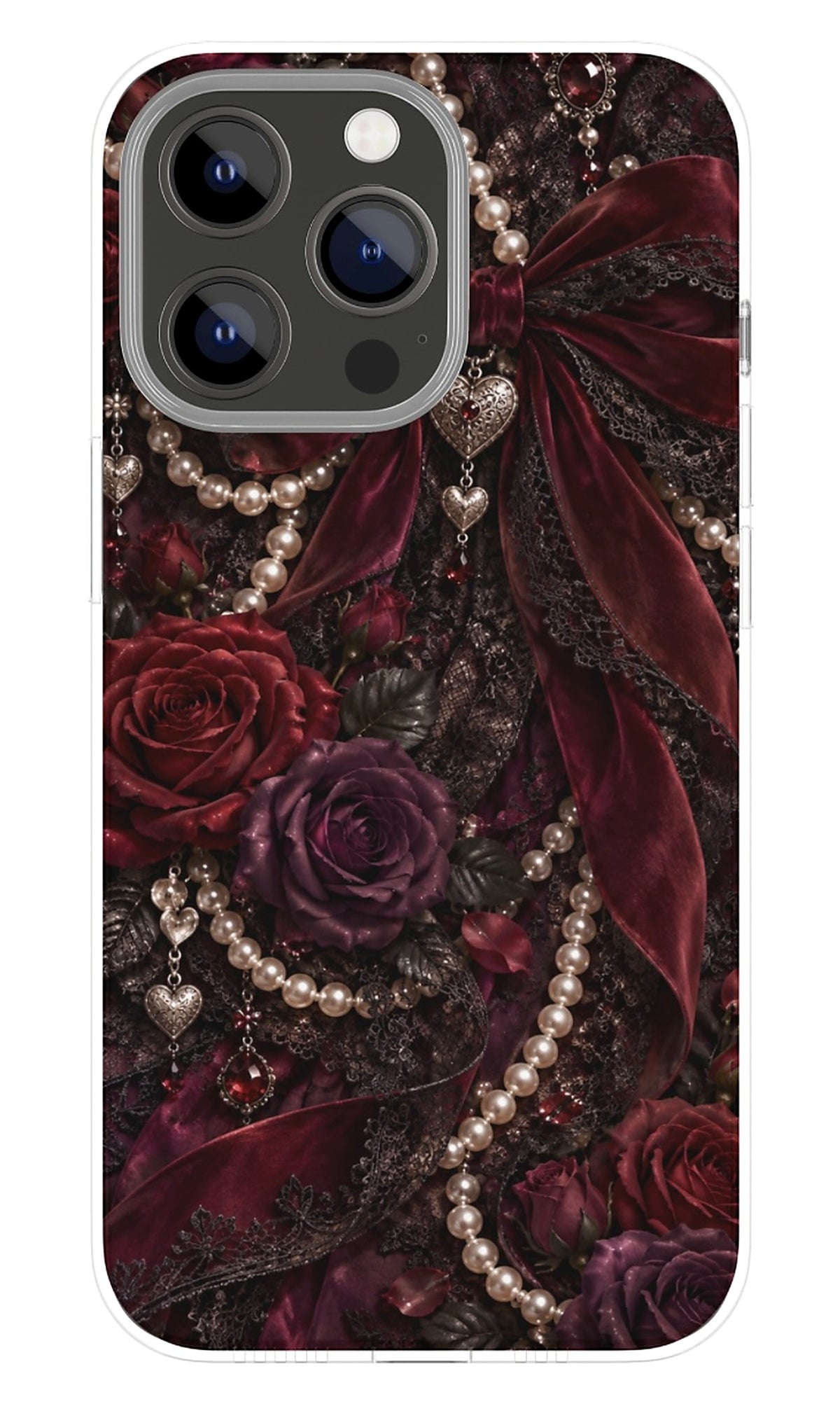 Burgundy Velvet Roses phone case mockup