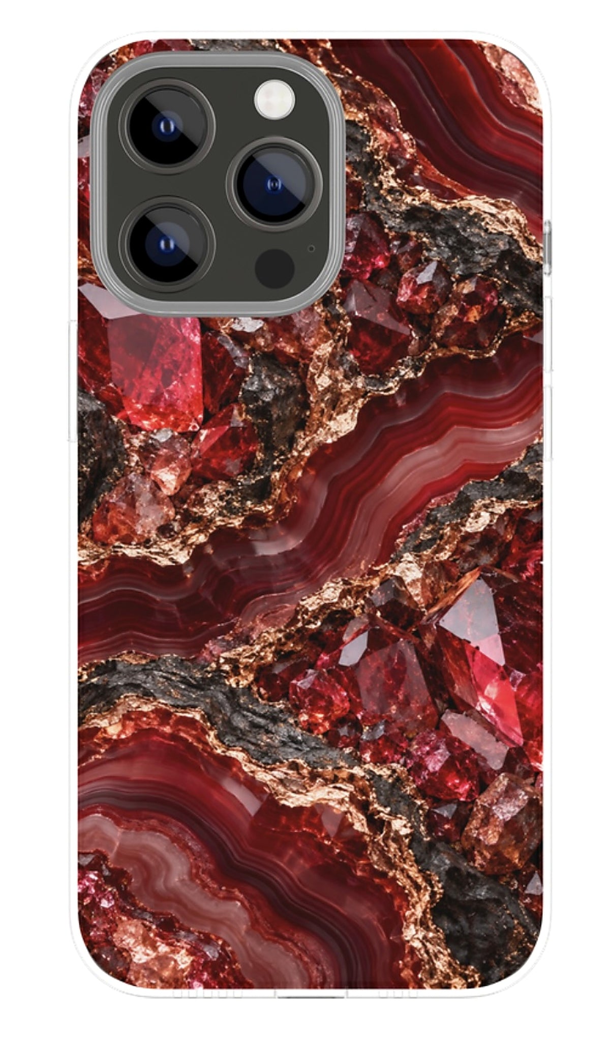 Crimson Ruby Geode phone case mockup