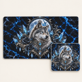 Frost Wolf desk mat and mouse pad bundle