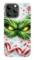 Green Christmas Mischief phone case mockup
