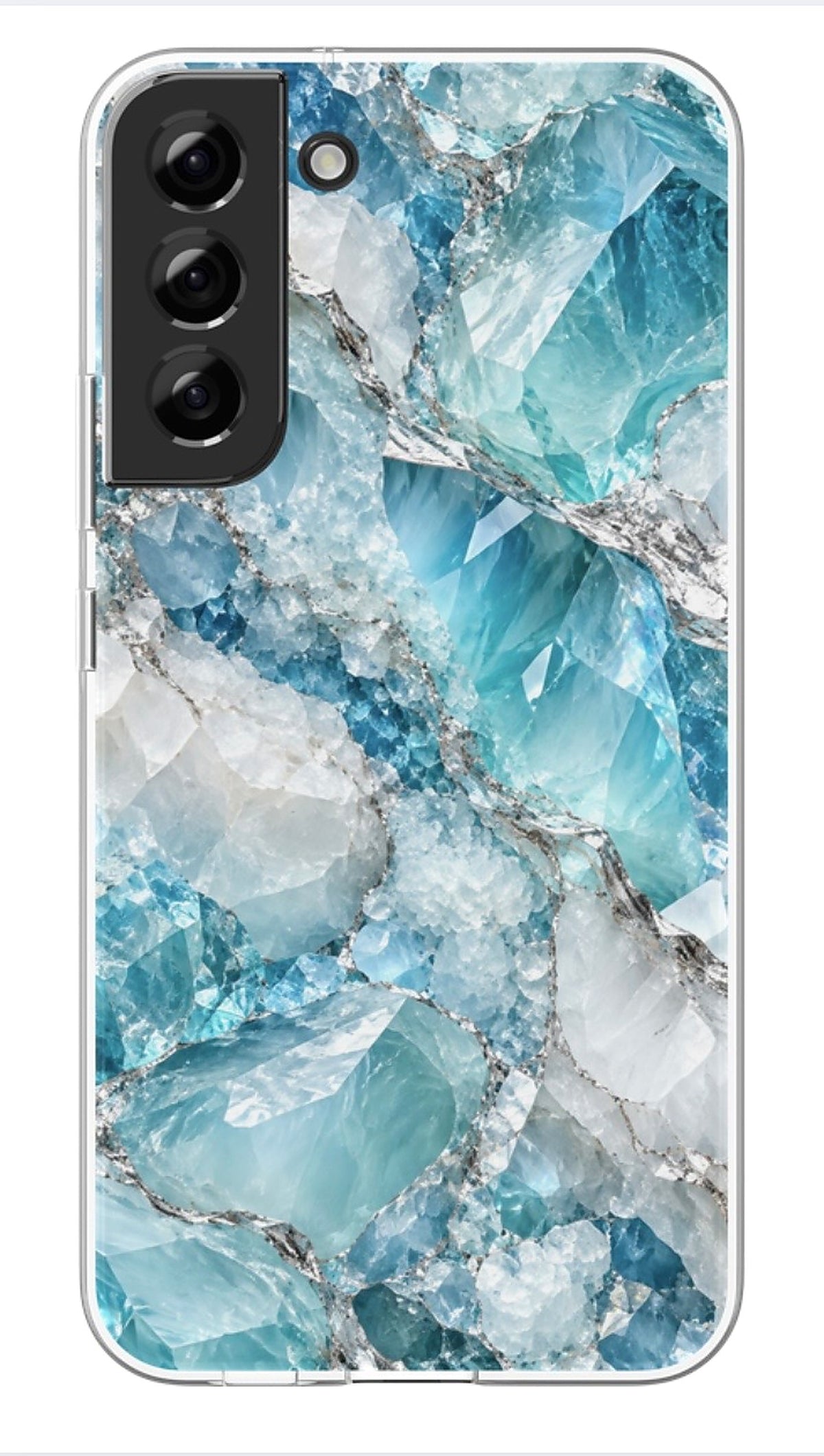 Icy Aquamarine Geode phone case mockup