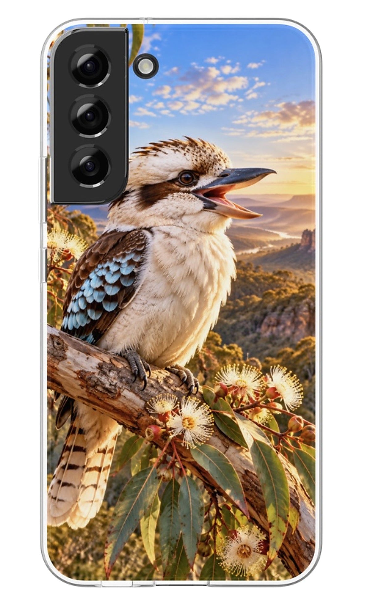 Kookaburra Golden Sunset phone case mockup