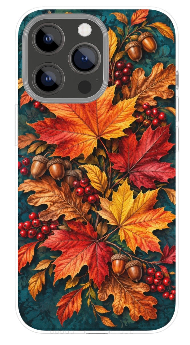 Autumn Leaves & Acorns phone case mockup