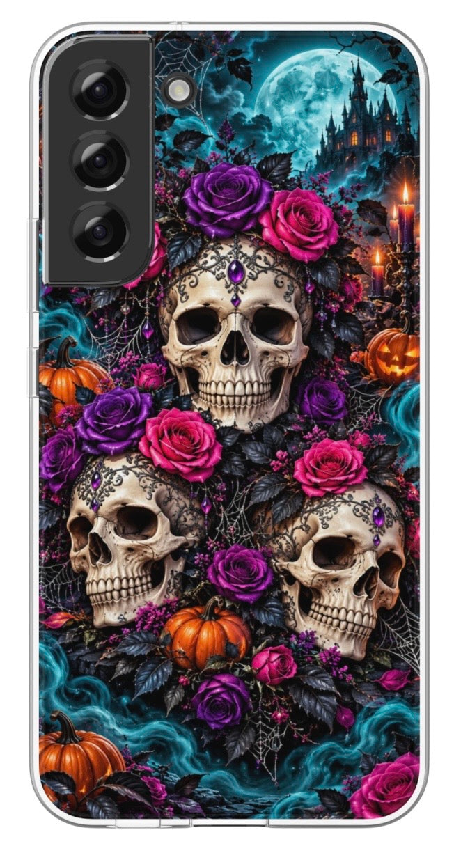 Midnight Floral Skulls phone case