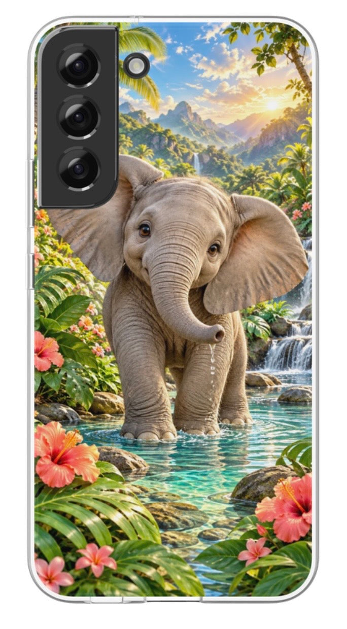 Jungle Waterfall Elephant phone case