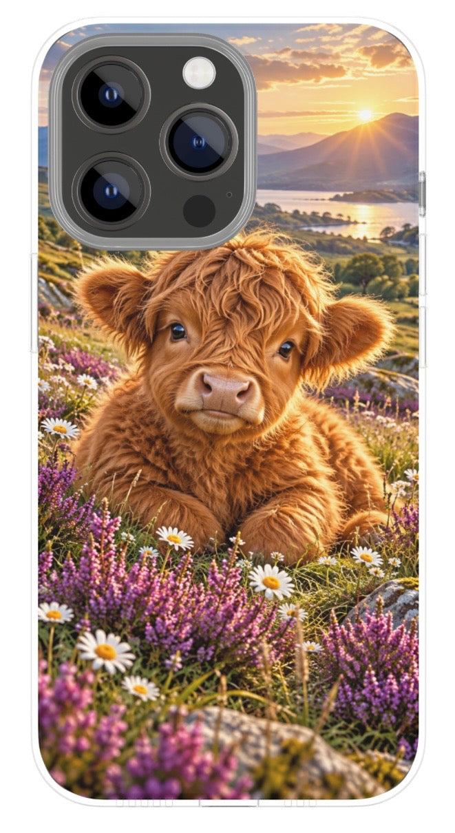 Highland Calf Meadow phone case mockup