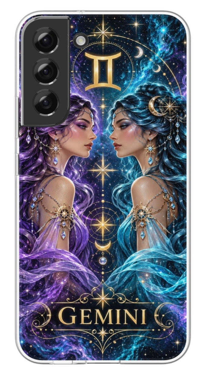 Celestial Gemini Twins phone case mockup