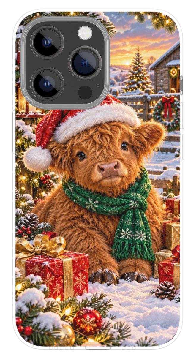 Christmas Highland Calf phone case