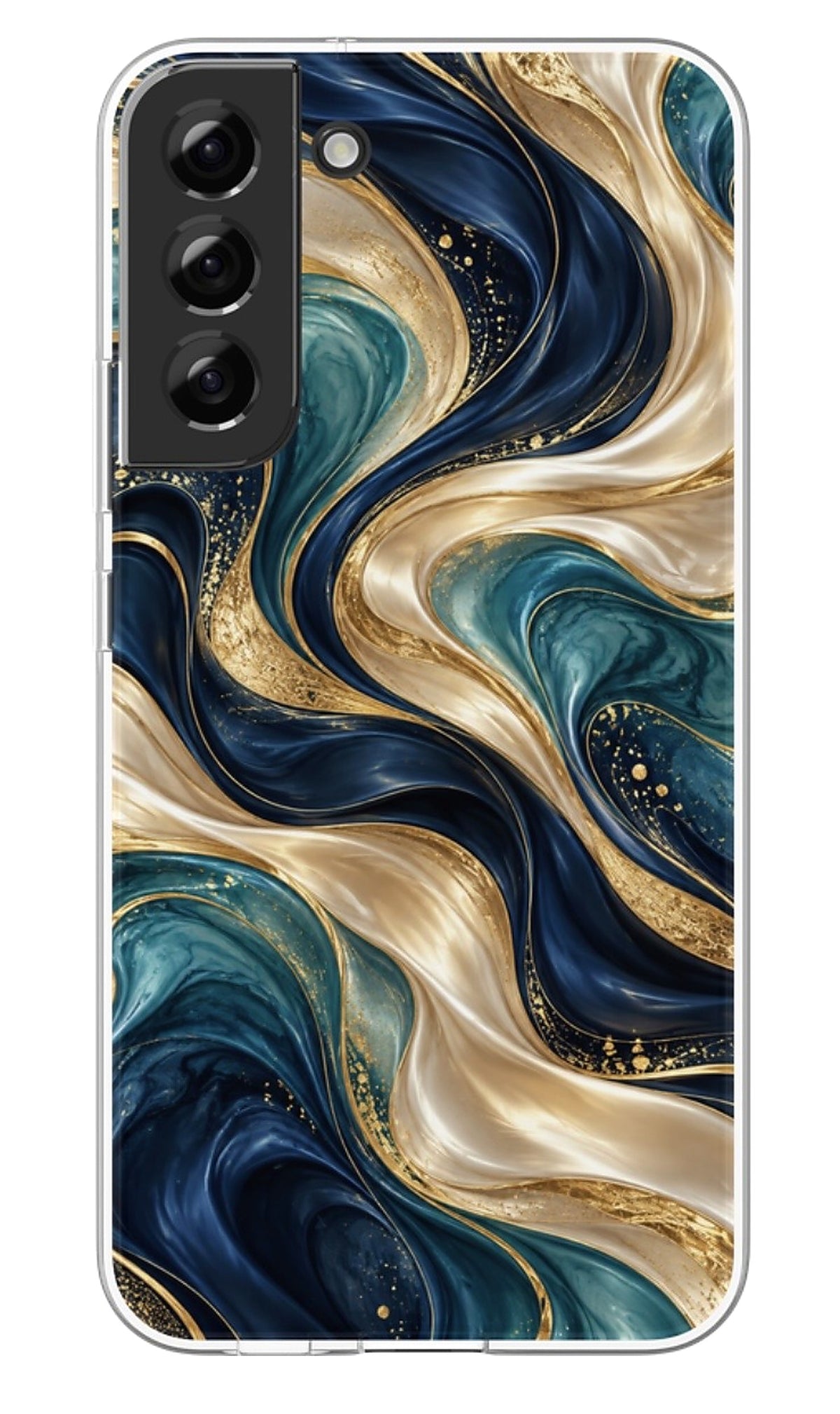 Midnight Blue Gold Swirl phone case mockup