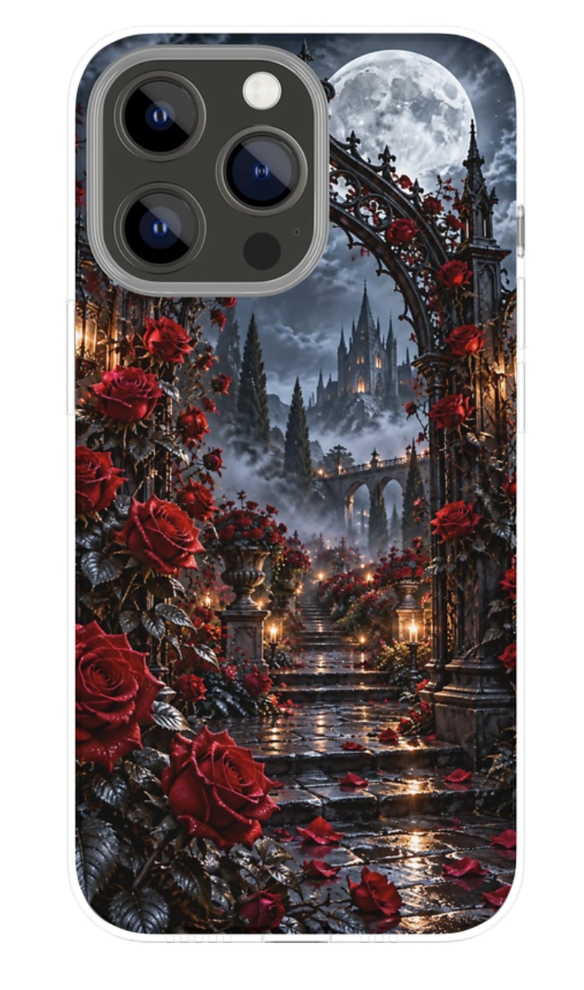 Midnight Rose Castle phone case mockup
