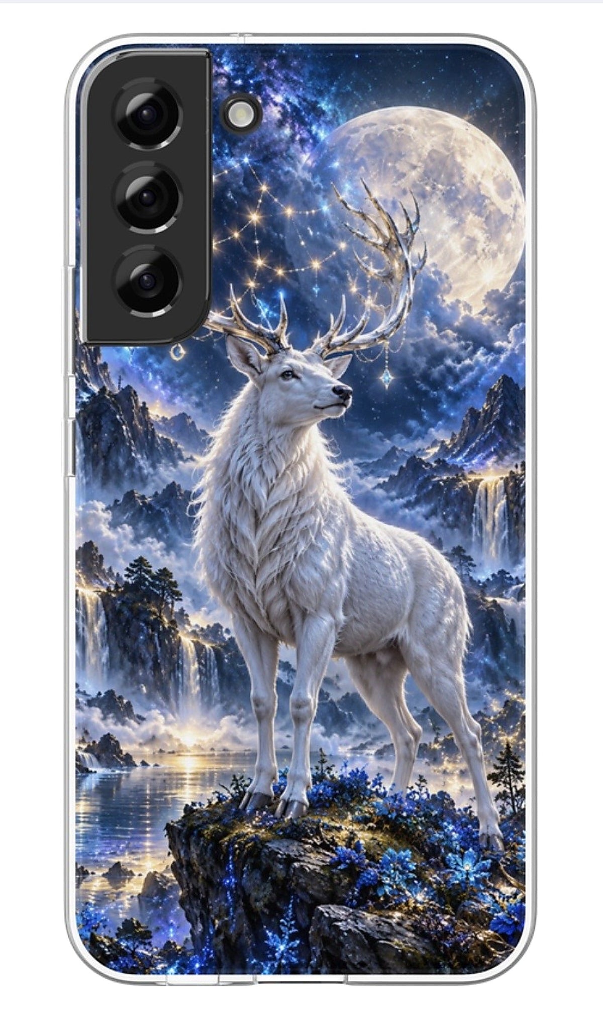 Moonlit White Stag phone case mockup