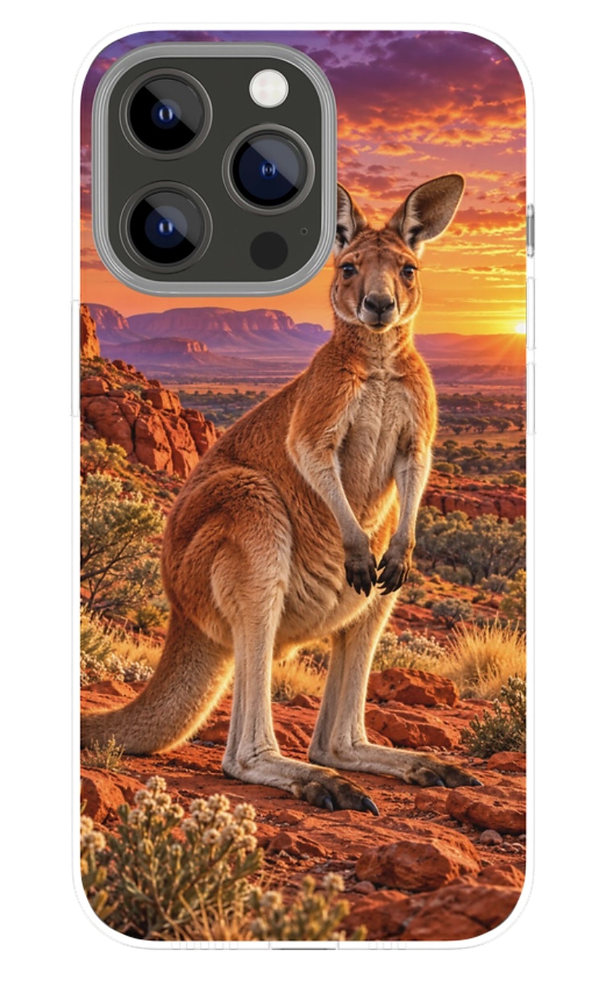 Outback Sunset Kangaroo phone case mockup