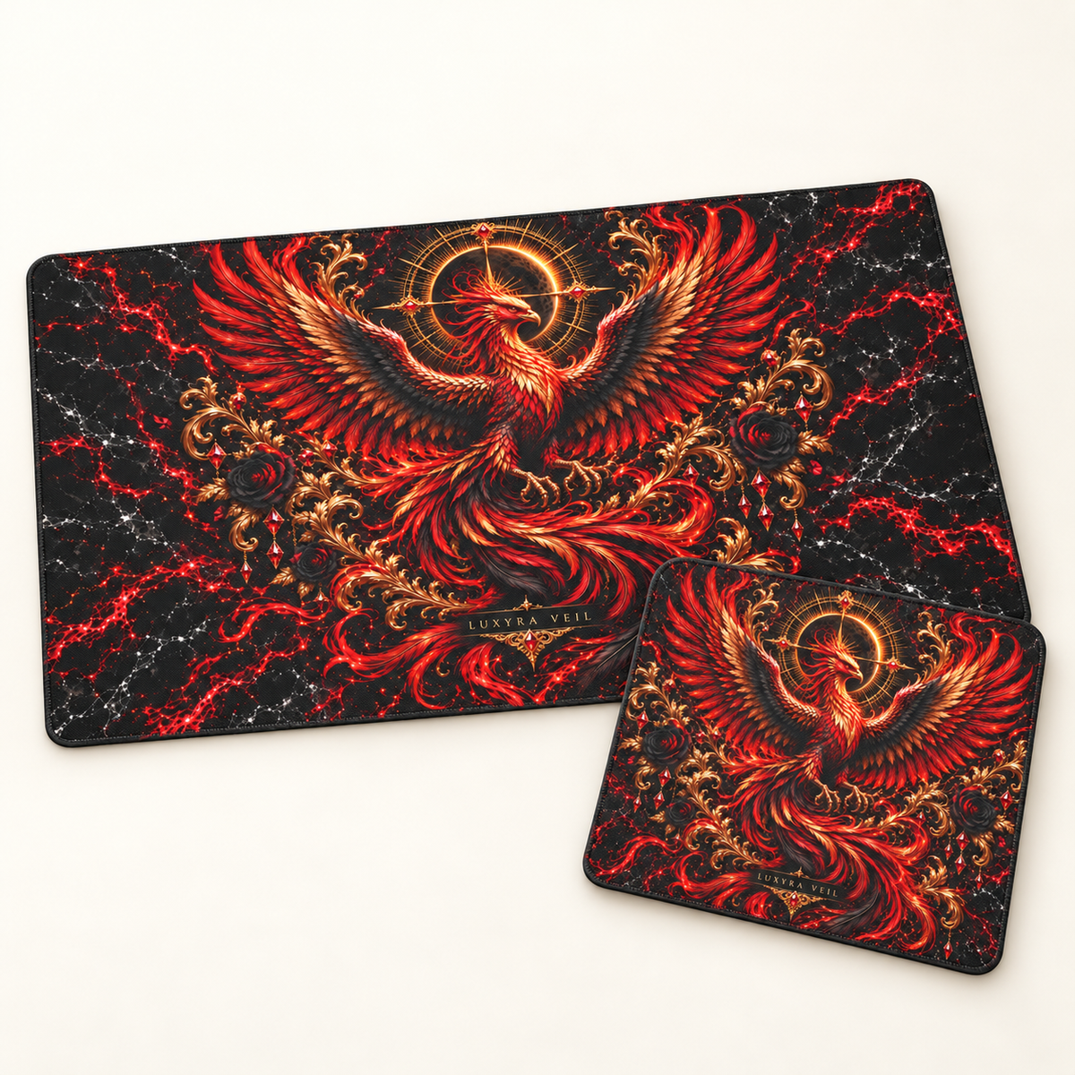 Phoenix Rising desk mat and mouse pad bundle