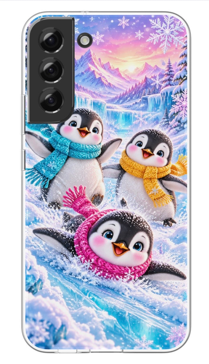Playful Snow Penguins phone case