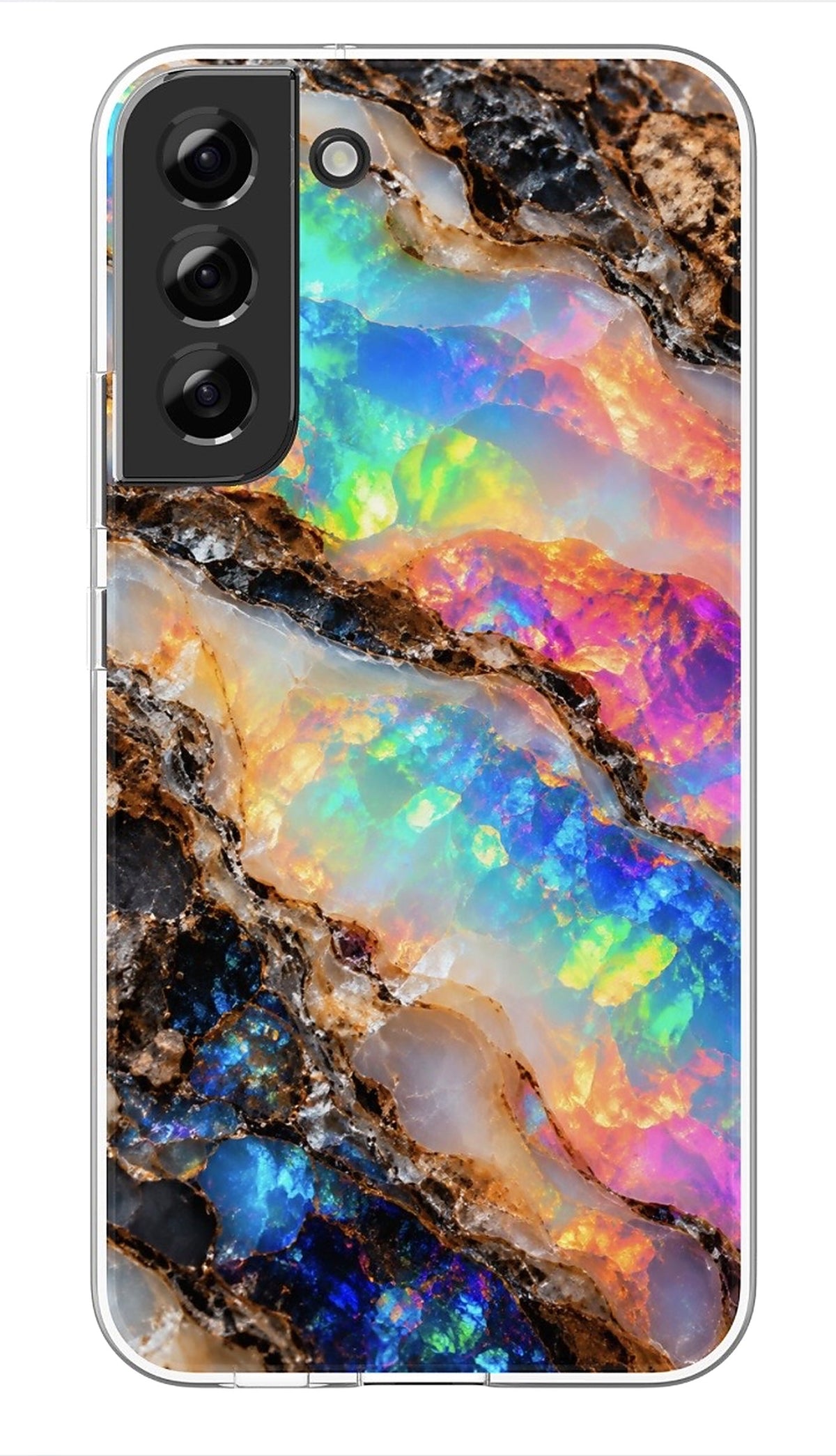 Rainbow Opal Geode phone case mockup