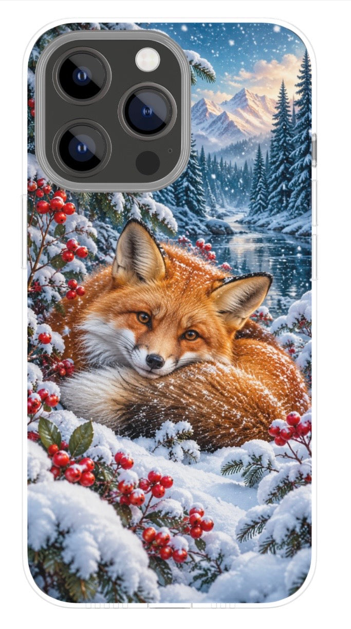 Snowy Woodland Fox phone case