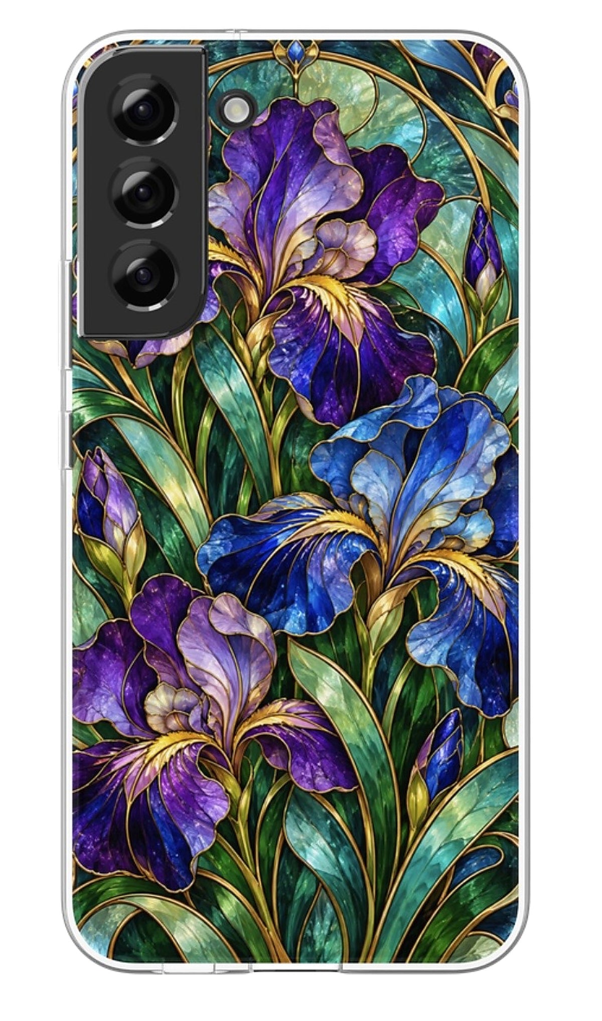 Stained Glass Irises phone case mockup