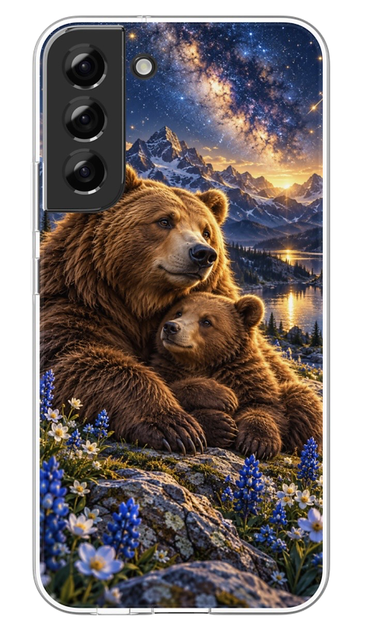 Starlit Bear Family phone case mockup