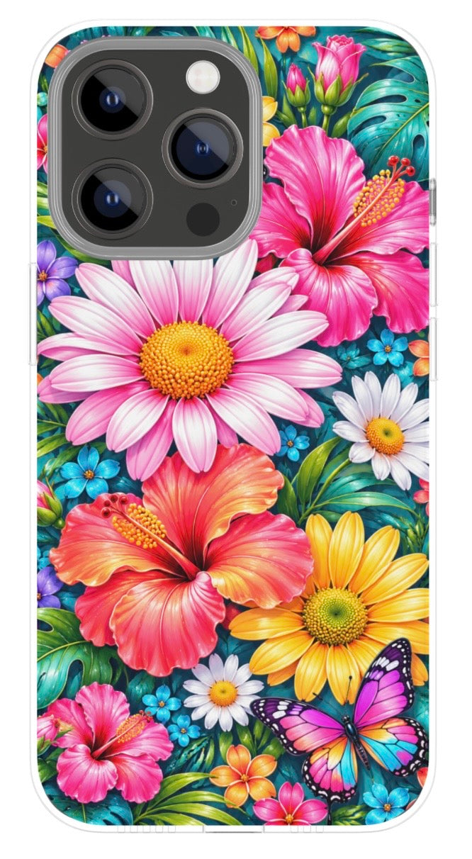 Tropical Rainbow Blooms phone case