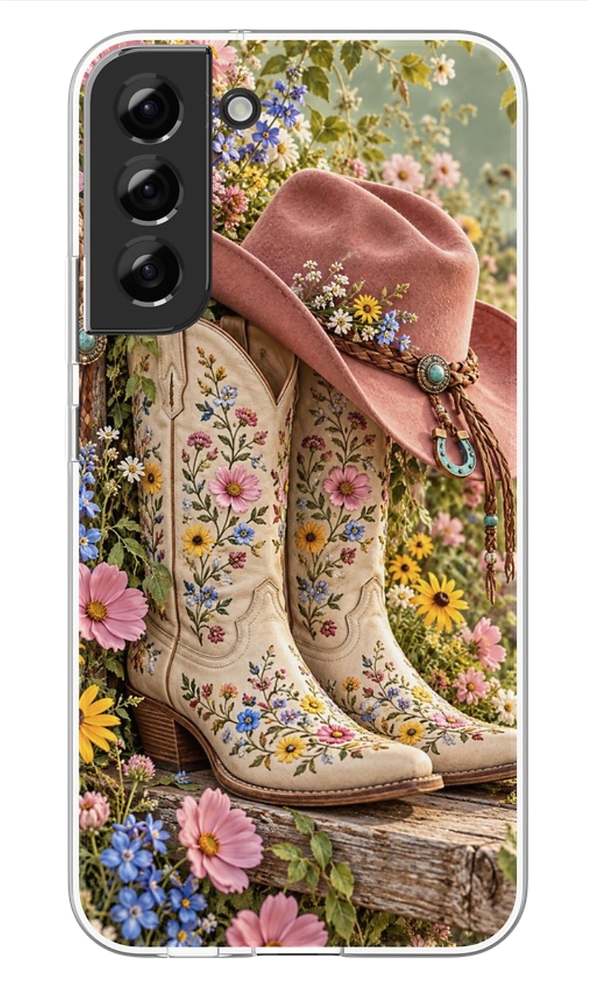 Wildflower Cowgirl Boots phone case mockup