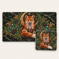 Woodland Fox bundle with 24 by 14 inch desk mat and matching 9 by 8 inch mouse pad